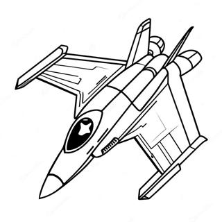 Page à colorier de jet de chasse en vol | Page de coloriage Force Aérienne