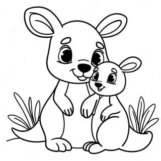 Page à colorier de kangourou mignon avec bébé | Page de coloriage Kangourou