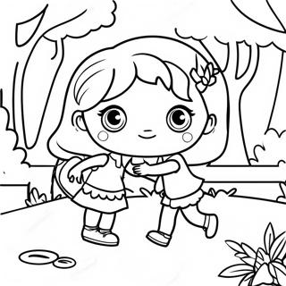 Page à colorier de l'aventure de Polly Pocket dans le parc | Page de coloriage Polly Pocket