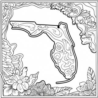 Page à colorier de la silhouette de l'État de Floride | Page de coloriage Floride