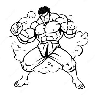 Page à colorier Scène d'Action de Baki le Grappler | Page de coloriage Baki