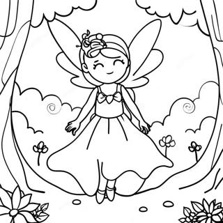Page à colorier Fée enchanteresse dans une forêt magique | Page de coloriage Magie