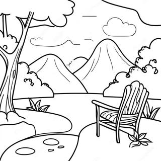 Page à colorier scène naturelle apaisante | Page de coloriage Conscient