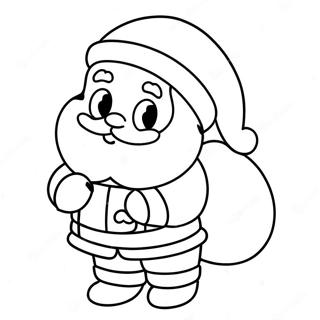 Page à colorier d'un mignon Père Noël anime | Page de coloriage Noël Anime