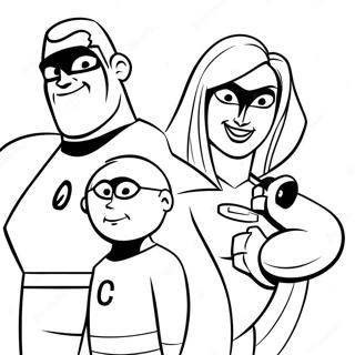 Page à colorier la famille Incredibles | Page de coloriage Incroyables