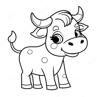 Page à colorier Taureau de Dessin Animé Mignon | Page de coloriage Taureau