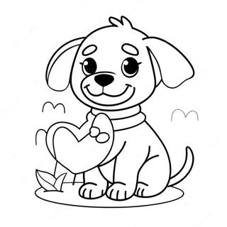 Page à colorier Chiot pour la Saint-Valentin | Page de coloriage Chiot Saint-Valentin