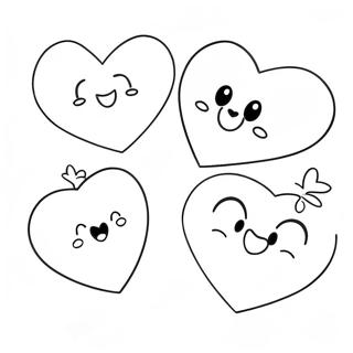 Page à colorier Cœurs de Dessin Animé Mignons | Page de coloriage Cœurs
