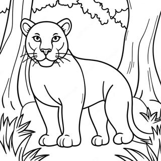 Page à colorier de cougar majestueux dans la forêt | Page de coloriage Cougar