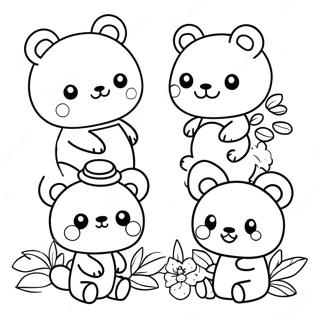 Page à colorier de Rilakkuma et ses amis mignons | Page de coloriage Rilakkuma