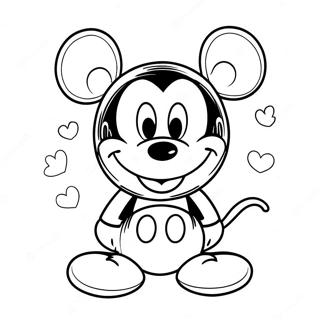 Page à colorier de Mickey Mouse pour la Saint-Valentin | Page de coloriage Mickey Mouse Saint-Valentin