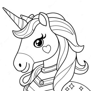 Page à colorier de fille licorne magique avec une corne étincelante | Page de coloriage Fille Licorne
