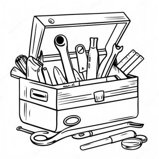 Page à colorier Outils Colorés dans une Boîte à Outils | Page de coloriage Outils