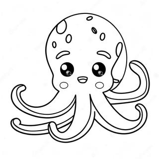 Page à colorier de pieuvre mignonne en dessin animé | Page de coloriage Pieuvre