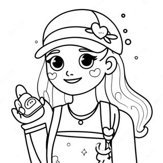 Page à colorier de la fille Vsco mignonne avec des accessoires | Page de coloriage Vsco Preppy