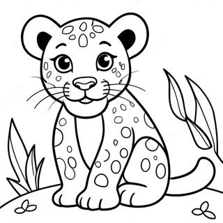 Page à colorier de petit léopard ludique | Page de coloriage Léopard