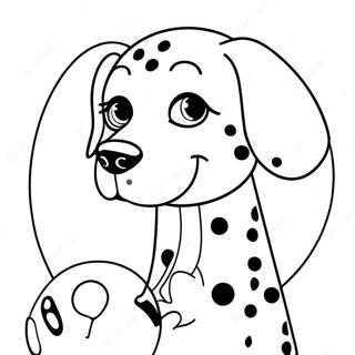 Page à colorier Dalmatien Tacheté avec un Ballon | Page de coloriage Dalmatien