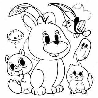 Page à Colorier Collage d'Animaux Amusants | Page de coloriage Collage