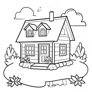 Page à colorier Cottage Douillet | Page de coloriage Maison