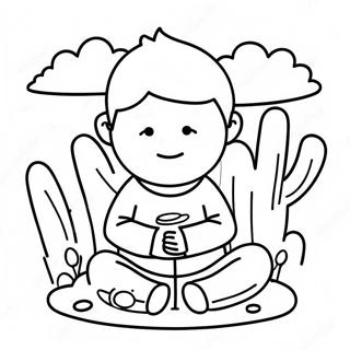 Page à colorier d'un enfant conscient pratiquant la maîtrise de soi | Page de coloriage Contrôle de soi