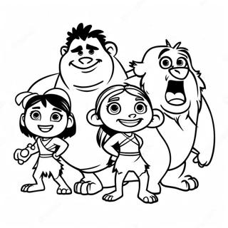 Page à colorier de l'aventure de la famille Croods | Page de coloriage Croods