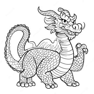 Page à colorier Dragon Chinois Majestueux | Page de coloriage Dragon Chinois