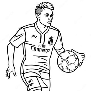 Page à colorier Neymar dribblant le ballon | Page de coloriage Neymar