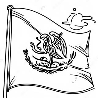 Page à colorier du drapeau mexicain | Page de coloriage Drapeau Mexicain