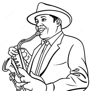 Page à colorier d'un musicien de jazz | Page de coloriage Jazz