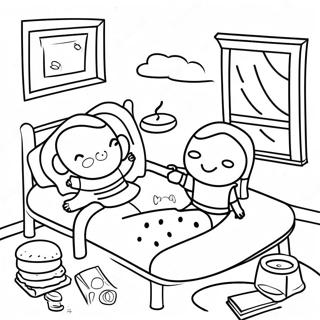 Page à colorier Activités amusantes de pyjama | Page de coloriage Pyjama Party
