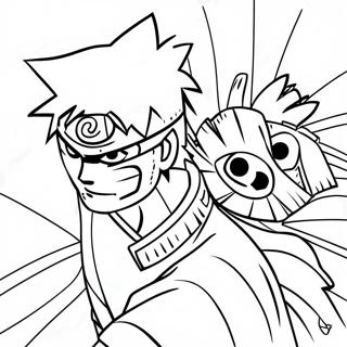 Page à colorier d'Obito en bataille avec Kakashi | Page de coloriage Obito