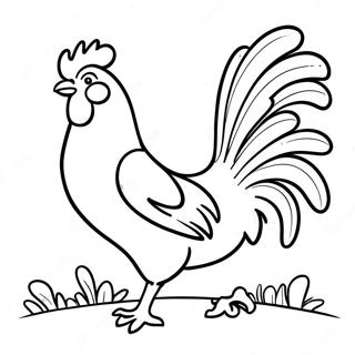 Page à colorier Coq coloré dans une ferme | Page de coloriage Coq