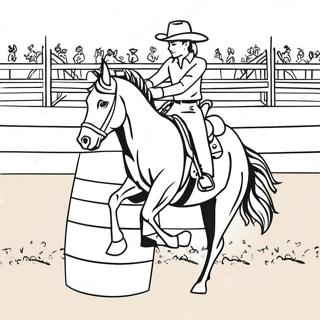 Page à colorier Cheval et cavalier de course de baril | Page de coloriage Course de barils