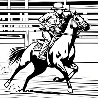 Page à colorier d'action rapide de course de barils | Page de coloriage Course de barils
