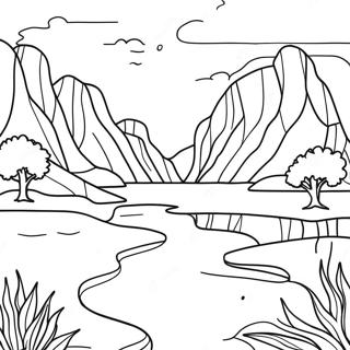 Page à colorier paysage inspirant et plein d'espoir | Page de coloriage Espoir