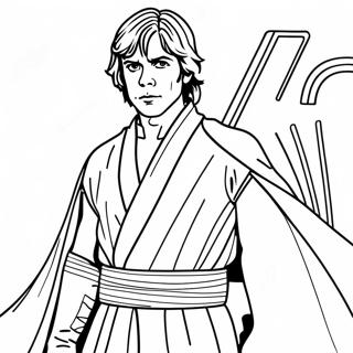 Page à colorier Luke Skywalker en robes de Jedi | Page de coloriage Luke Skywalker