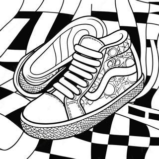 Page à colorier chaussures à motif damier Vans | Page de coloriage Chaussures Vans