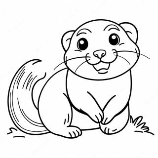 Page à colorier Furet Mignon Jouant avec une Balle | Page de coloriage Furet