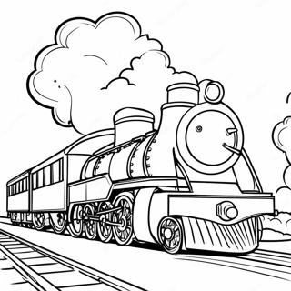 Page à colorier Train à Vapeur Coloré | Page de coloriage Vapeur