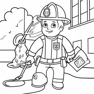 Page à colorier Sam le Pompier en Action | Page de coloriage Sam le pompier