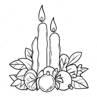 Page à colorier de décoration de bougie festive | Page de coloriage Bougie