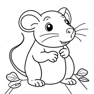 Page à colorier de rat mignon | Page de coloriage Rat