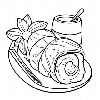 Page à colorier de sushi | Page de coloriage Sushi