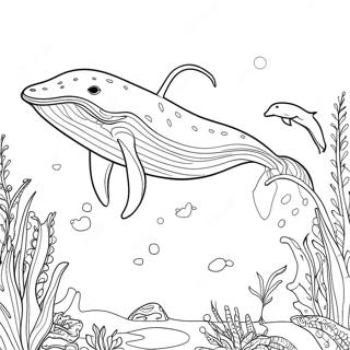 Page à colorier de la baleine bleue | Page de coloriage Baleine Bleue