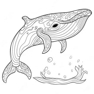 Page à colorier de la majestueuse baleine bleue nageant | Page de coloriage Baleine Bleue