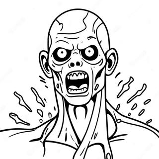 Page à colorier de projections de sang de zombie gore | Page de coloriage Thème de Sang