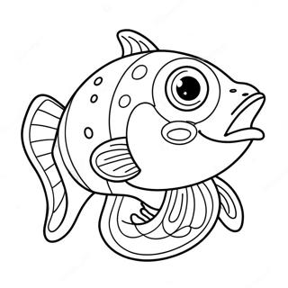 Dessin à Colorier Poisson-chat Drôle avec de Grands Yeux | Page de coloriage Poisson-chat