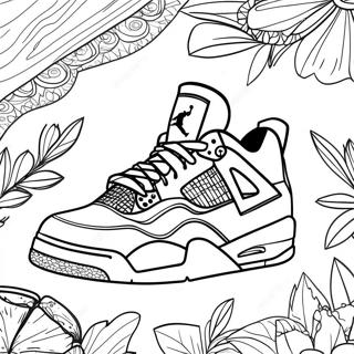 Page à colorier des baskets Jordan 4 cool | Page de coloriage Baskets Jordan 4