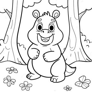 Page à colorier du mignon Gruffalo dans la forêt | Page de coloriage Gruffalo