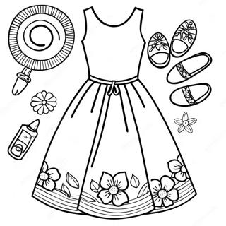 Page à colorier une robe d'été colorée | Page de coloriage Vêtements
